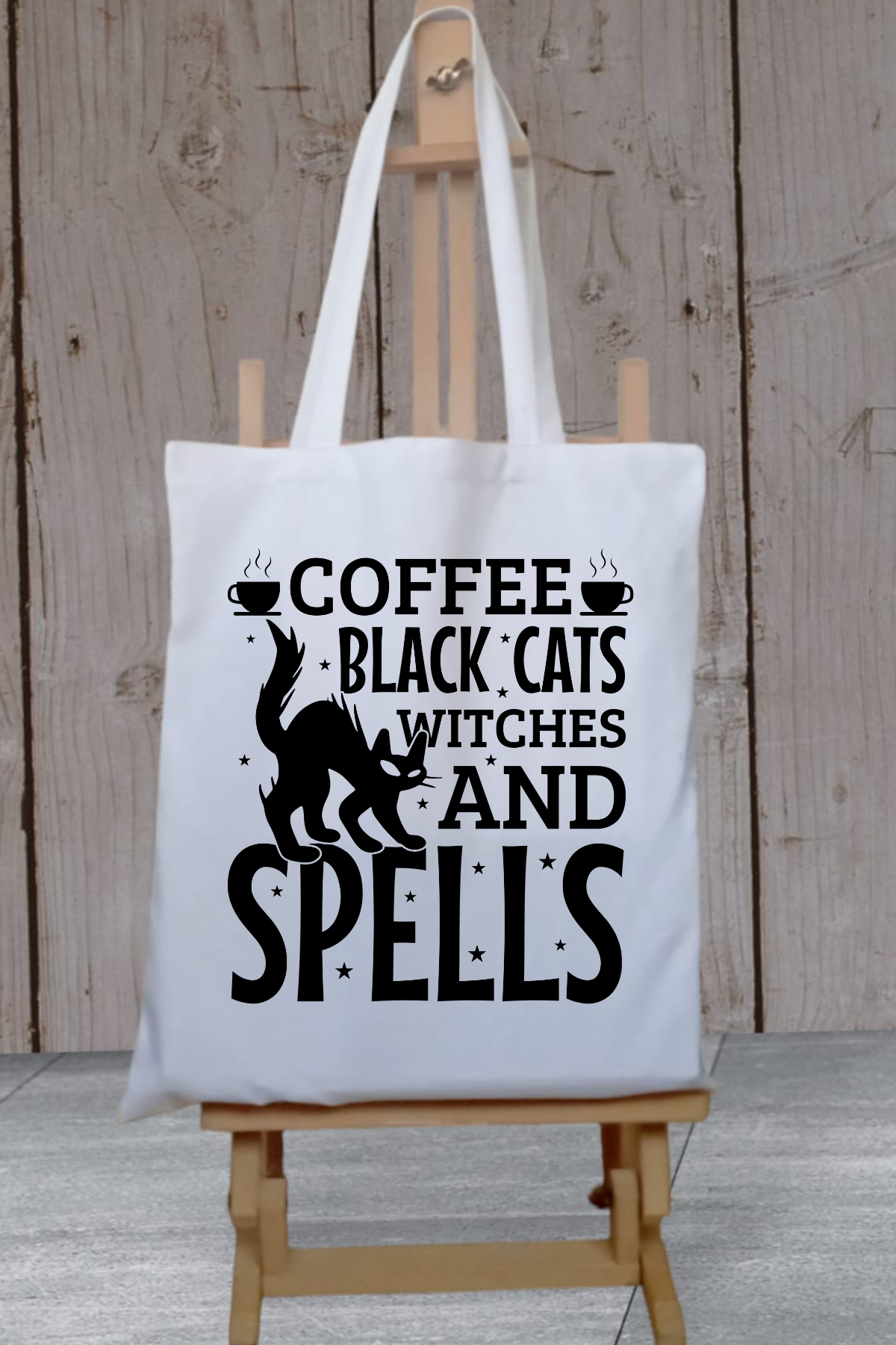 Spell Cat Coffee Kalın Su Geçirmez Bez Tote Bag Kanvas Omuz Çantası