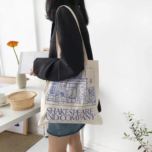 Shakespeare Kalın Beyaz Krem Kanvas Çanta – 35x40 cm, %100 Pamuk Tote Bag