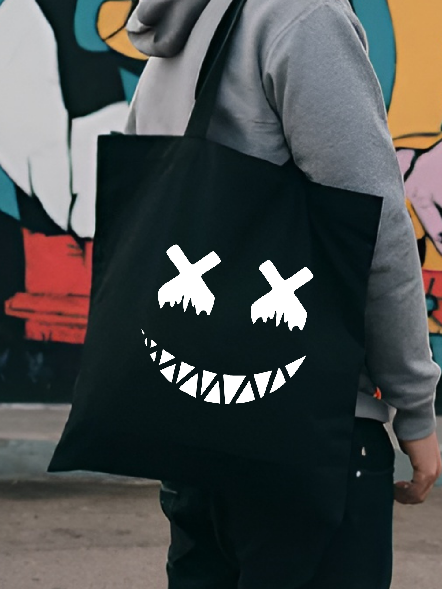 Alice in Wonderland Cheshire Siyah Kalın Kanvas Y2K Bez Çanta, Omuz Çanta, Tote Bag