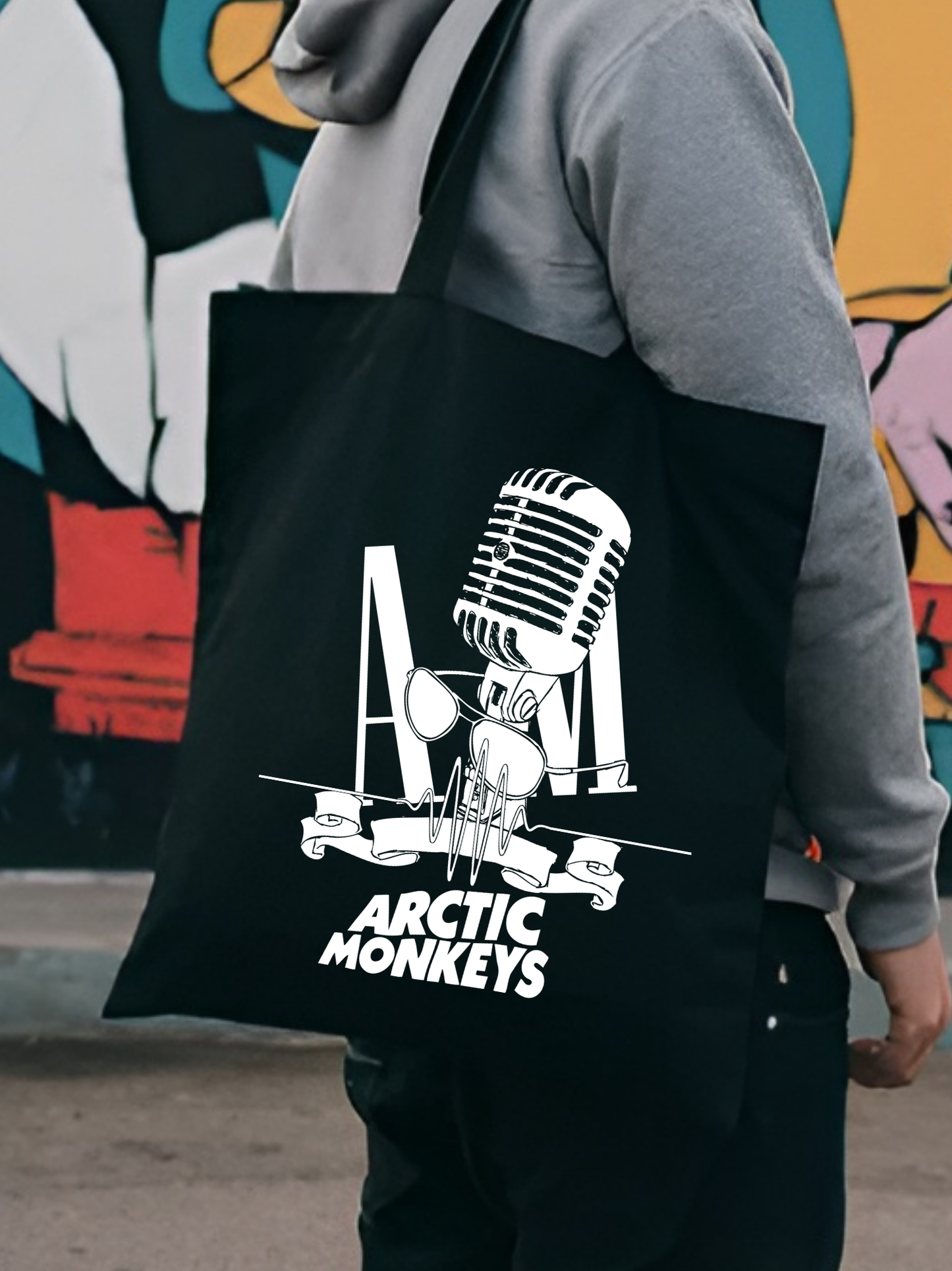 Arctic Monkeys Siyah Kalın Kanvas Y2K Bez Çanta, Omuz Çanta, Tote Bag