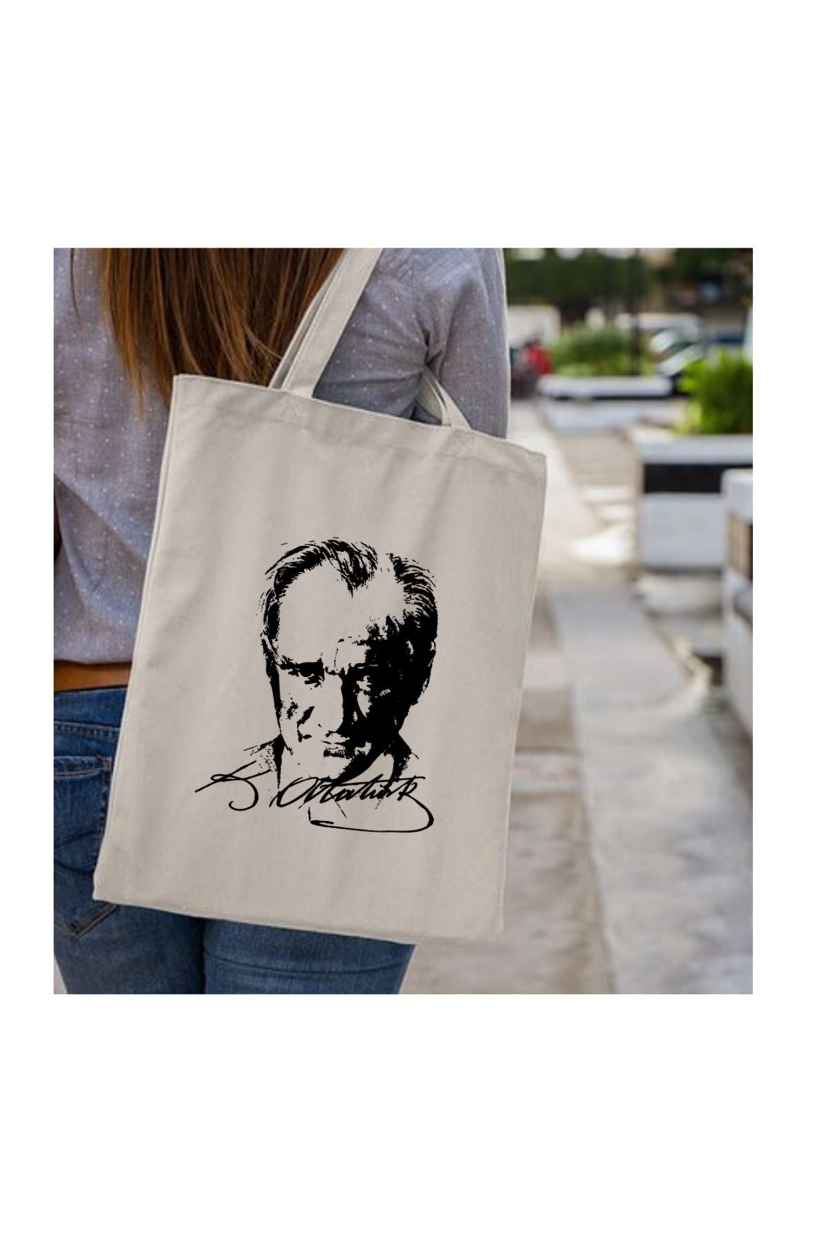 Atatürk Baskılı İmzalı Tote Bag Bez Çanta