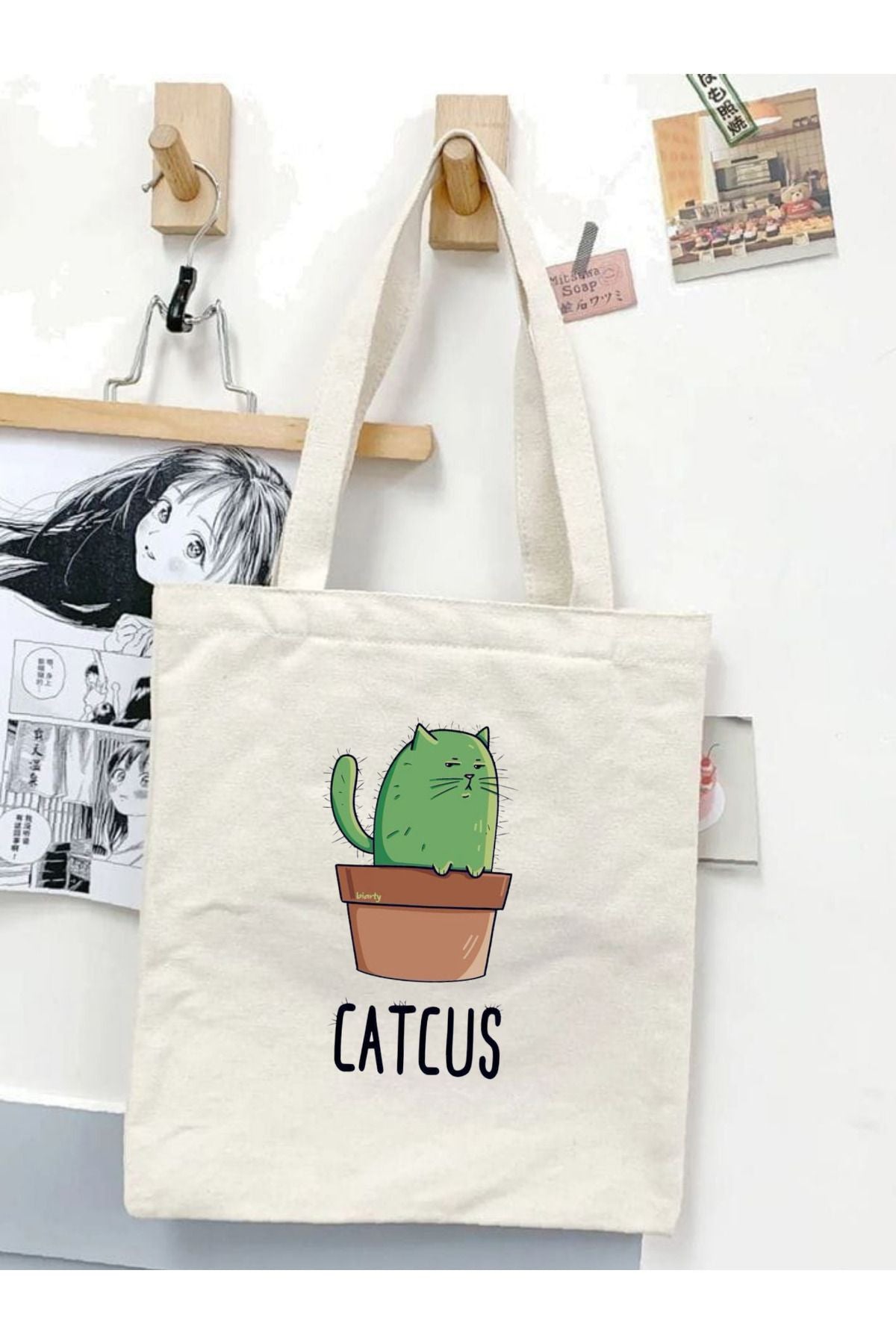 Cute Animal Kore, Y2 Pinterest Retro Unisex Bez Çanta Tote Bag, Shopper Bag