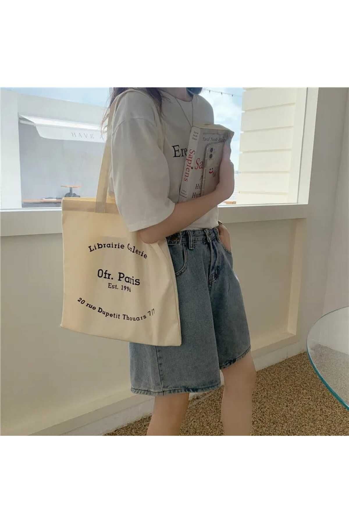 Librairie Galarie Tasarım Kitap Çantası, Tote Bag, Bez Çanta, Alışveriş Çantası