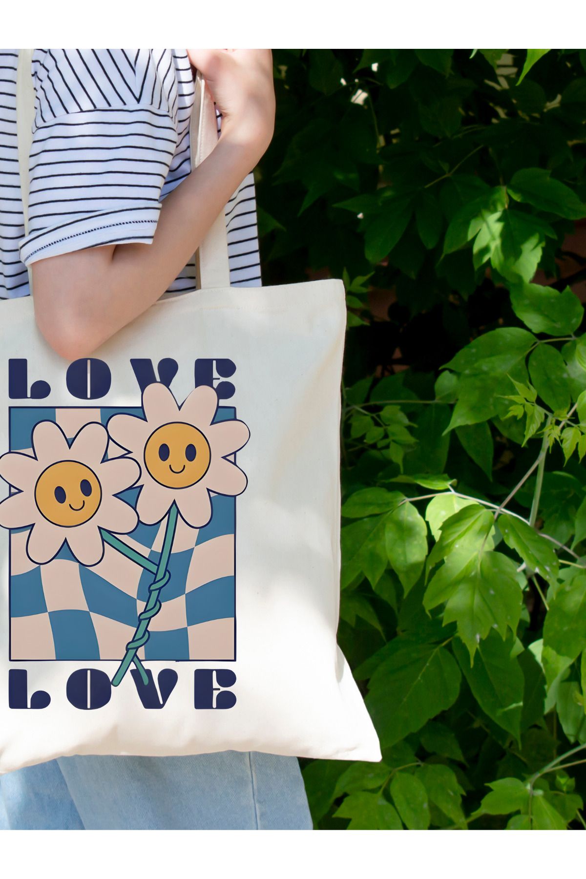 Papatya Love Tasarım Tote Bag Bez Çanta