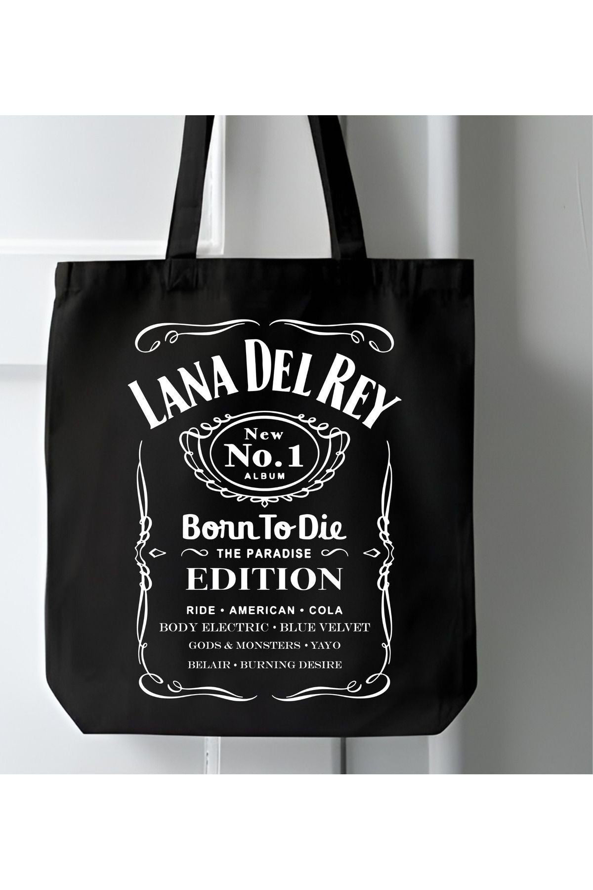 Siyah Kanvas Lana Del Rey Born To Die Kalın Bez Çanta Tote Bag Kanvas Omuz Çantası, Shopper Bag