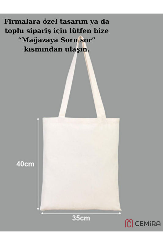 Tote Bag krem kanvas çanta %100 pamuk 35x40 cm tote bag