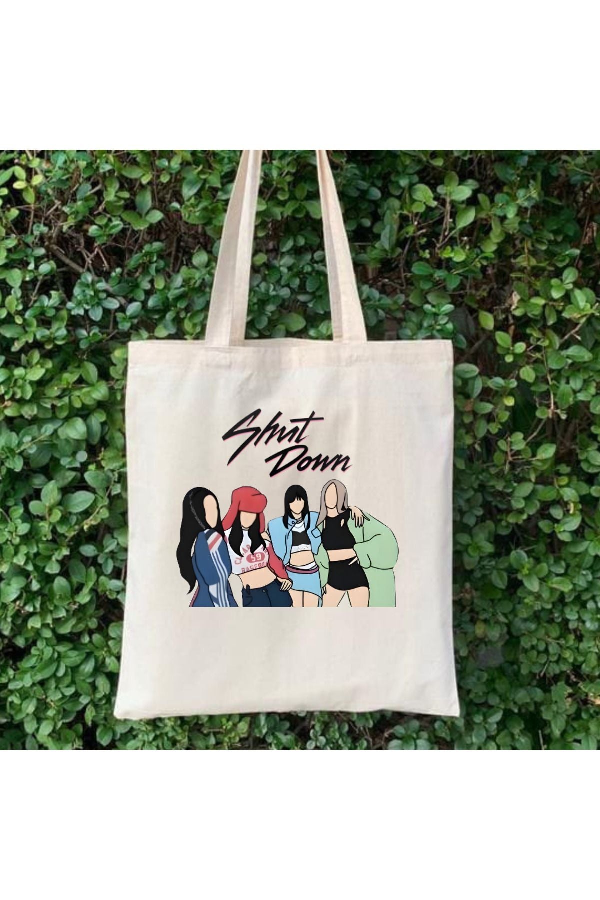 Black Pink Shut Down Blackpink Ham Bez Çanta tasarımlı ham bez çanta minimalist pinterest modeli