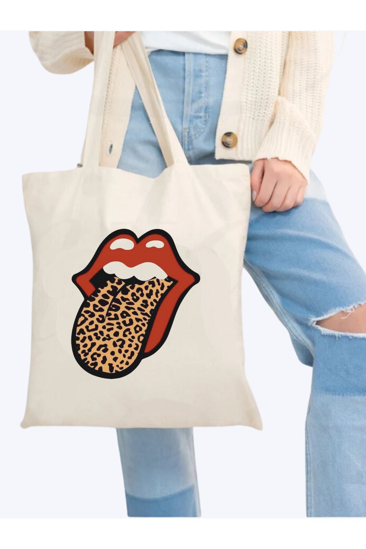 Leopar Bez Çanta, Y2K Leopard Pinterest Retro Unisex Bez Çanta Tote Bag