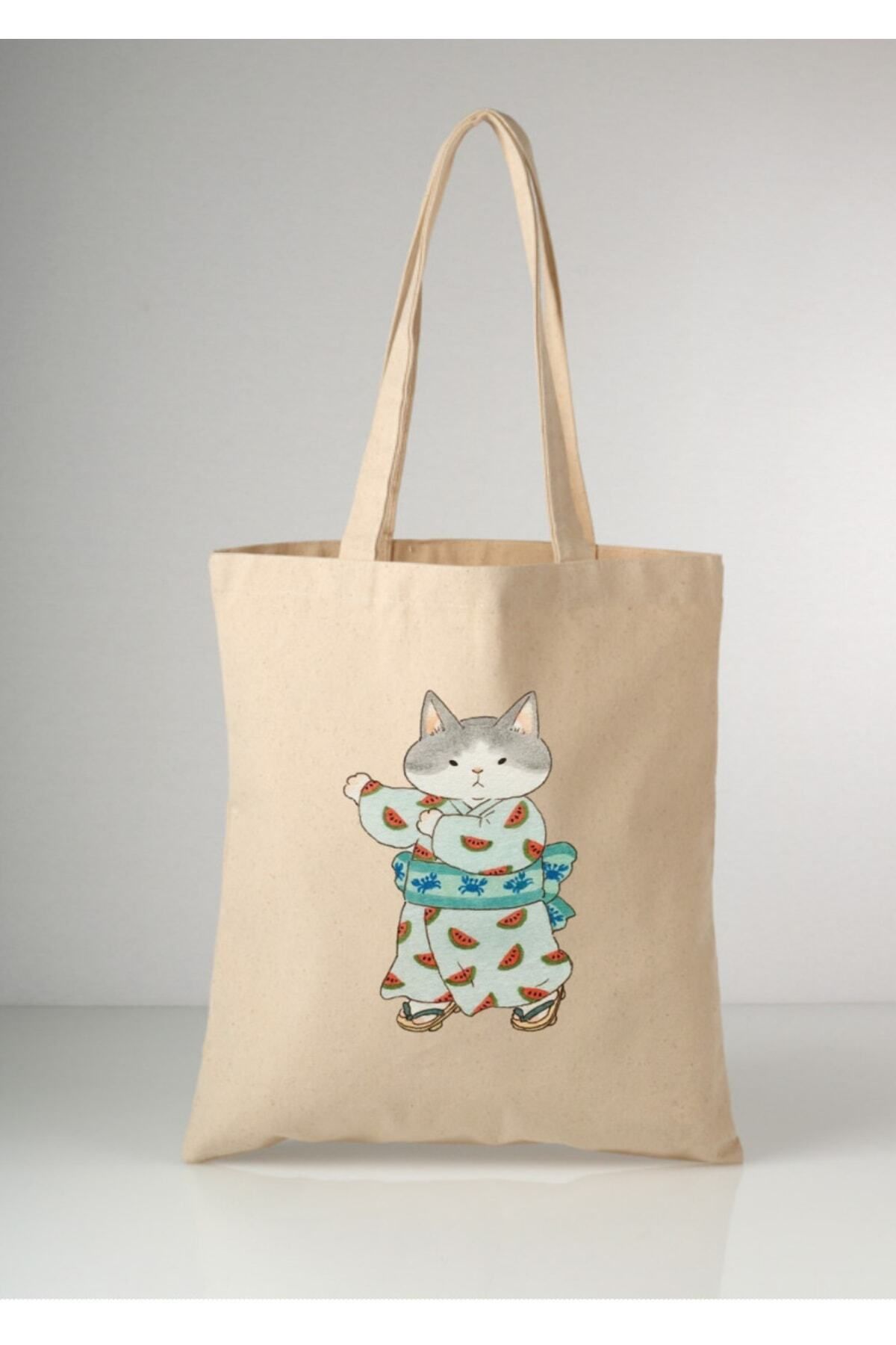 Japon Kedi Cat Tote Bag Bez Çanta