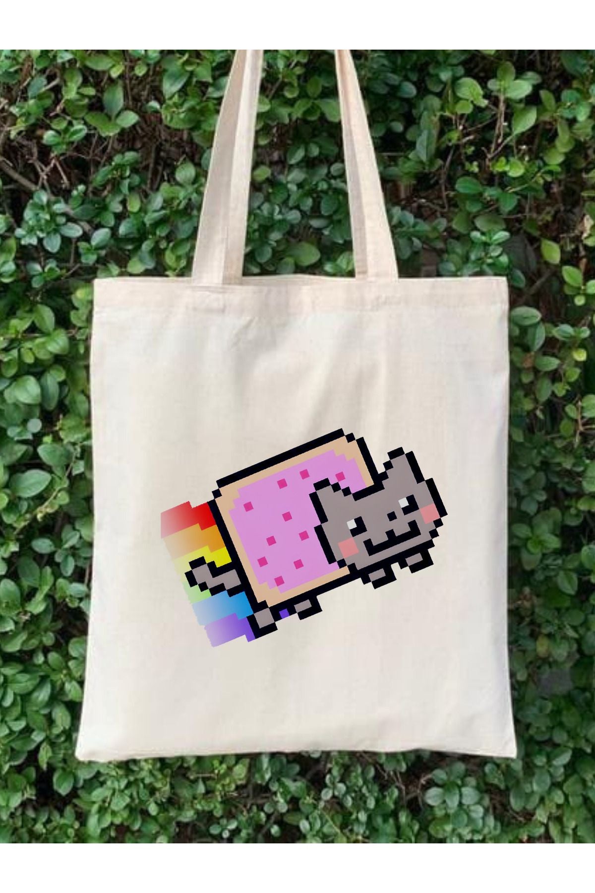 Nyan Cat Tasarım Ham Bez Çanta tasarımlı ham bez çanta minimalist pinterest modeli