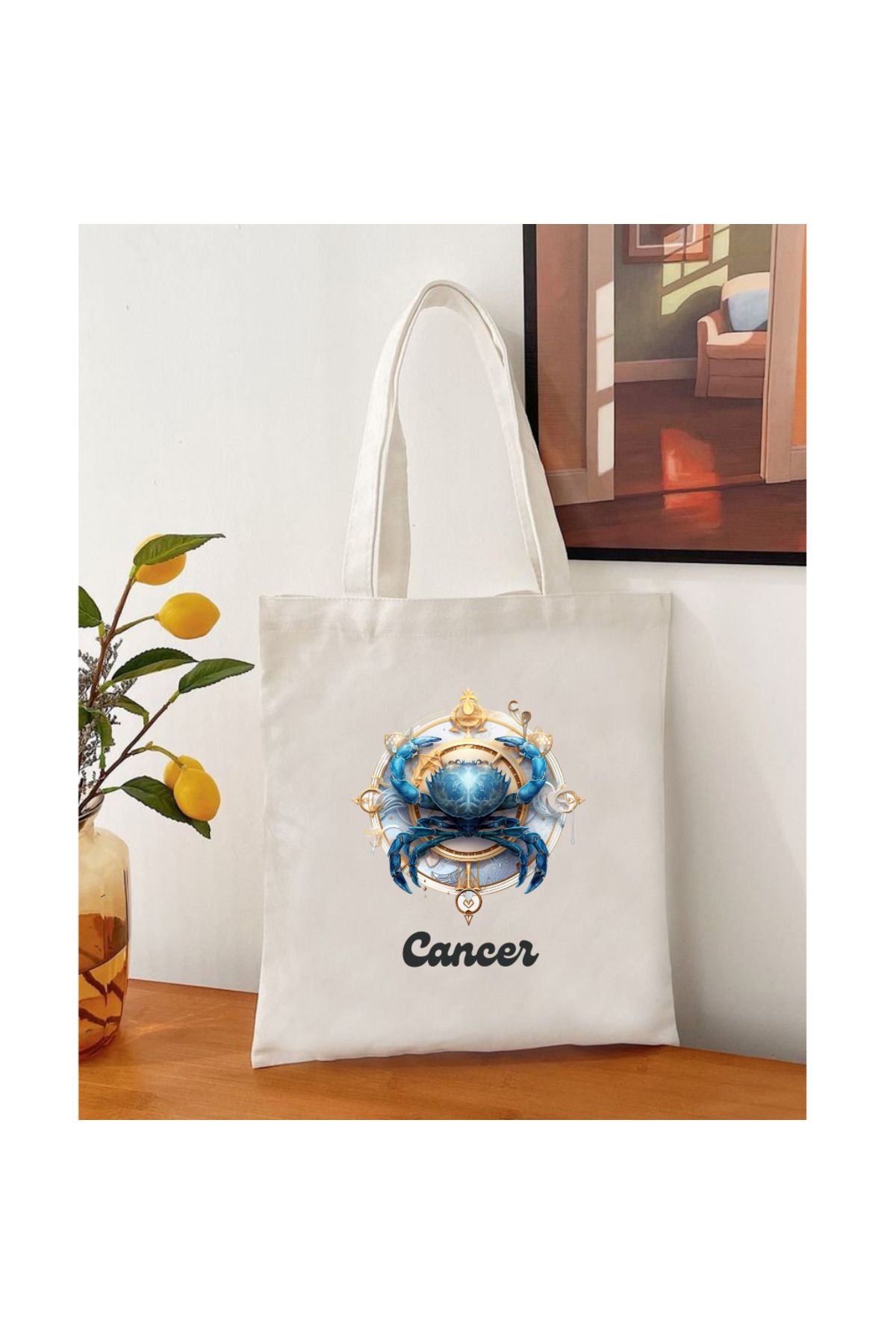 Yengeç Burcu Hediye Çanta - Cancer Zodiac Sign Tote Bag Bez Çanta