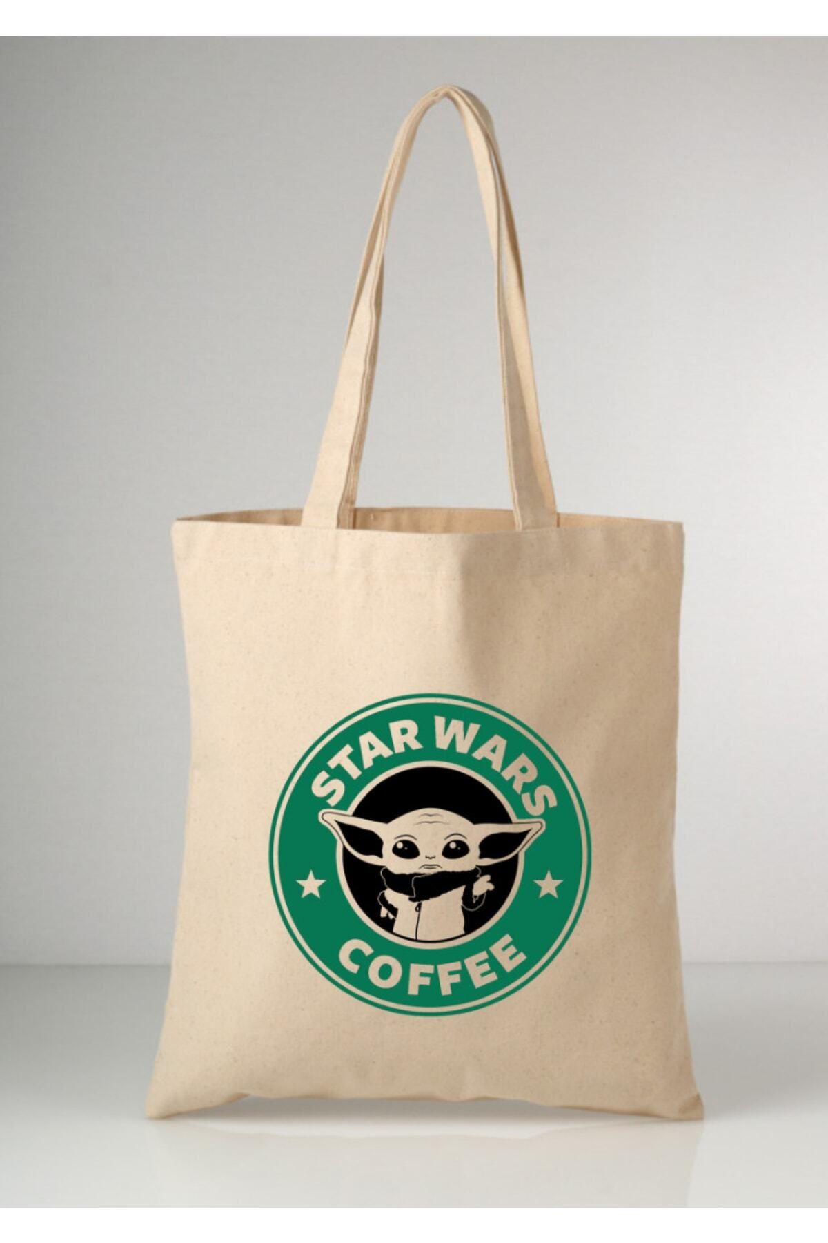 Starwars Yoda Coffee Tote Tasarımlı Tote Bag Bez Çanta
