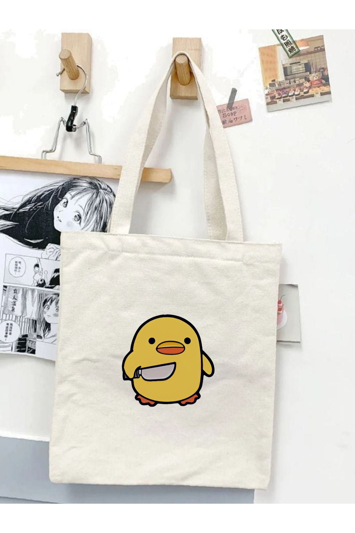 Cute Animal Kore, Y2 Pinterest Retro Unisex Bez Çanta Tote Bag, Shopper Bag