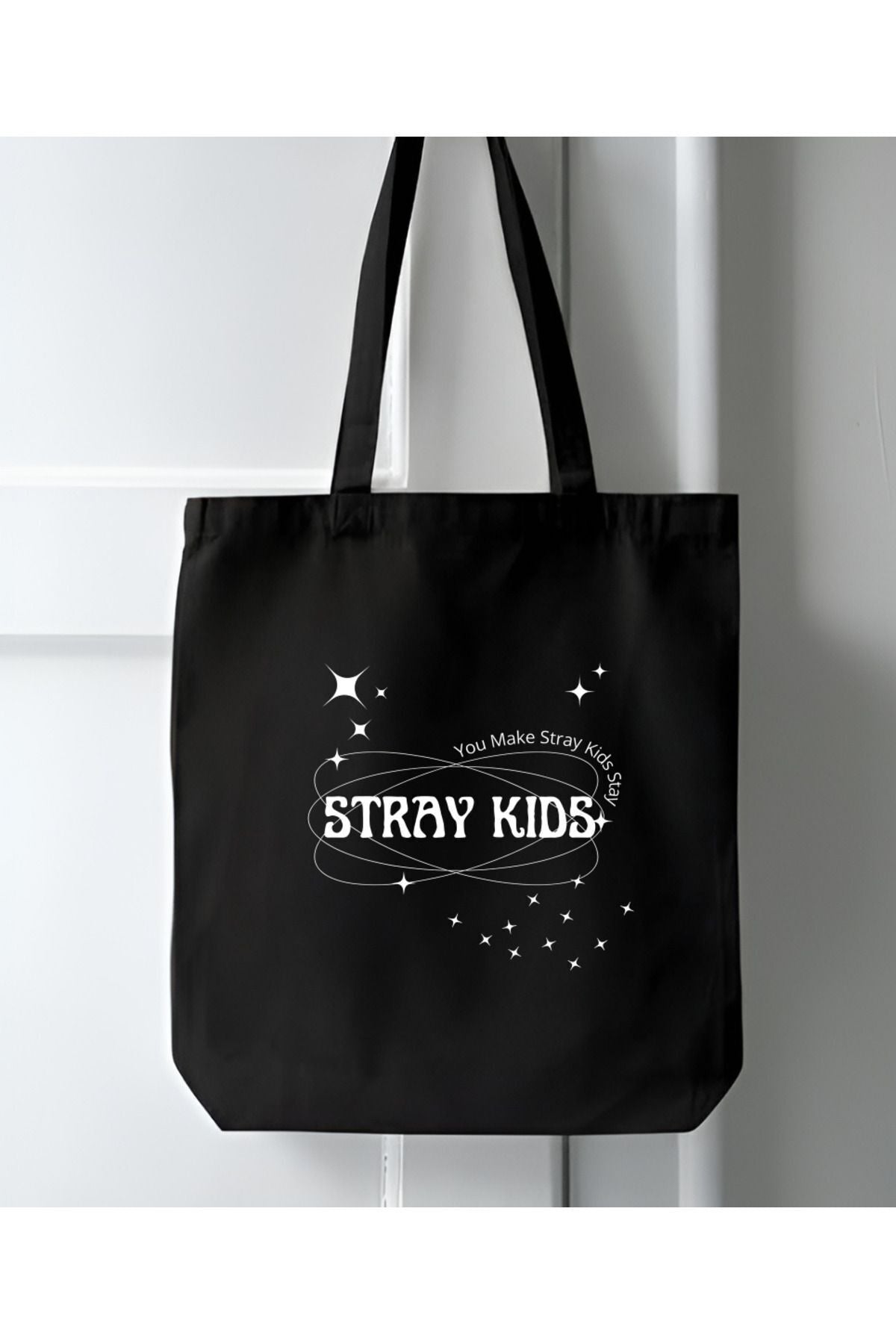 Stray Kids Skzoo Tasarım, Siyah , Kanvas Tote Bag, Bez Çanta, Kanvas Çanta