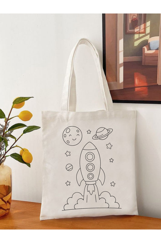 Tote Bag krem kanvas çanta %100 pamuk 35x40 cm tote bag