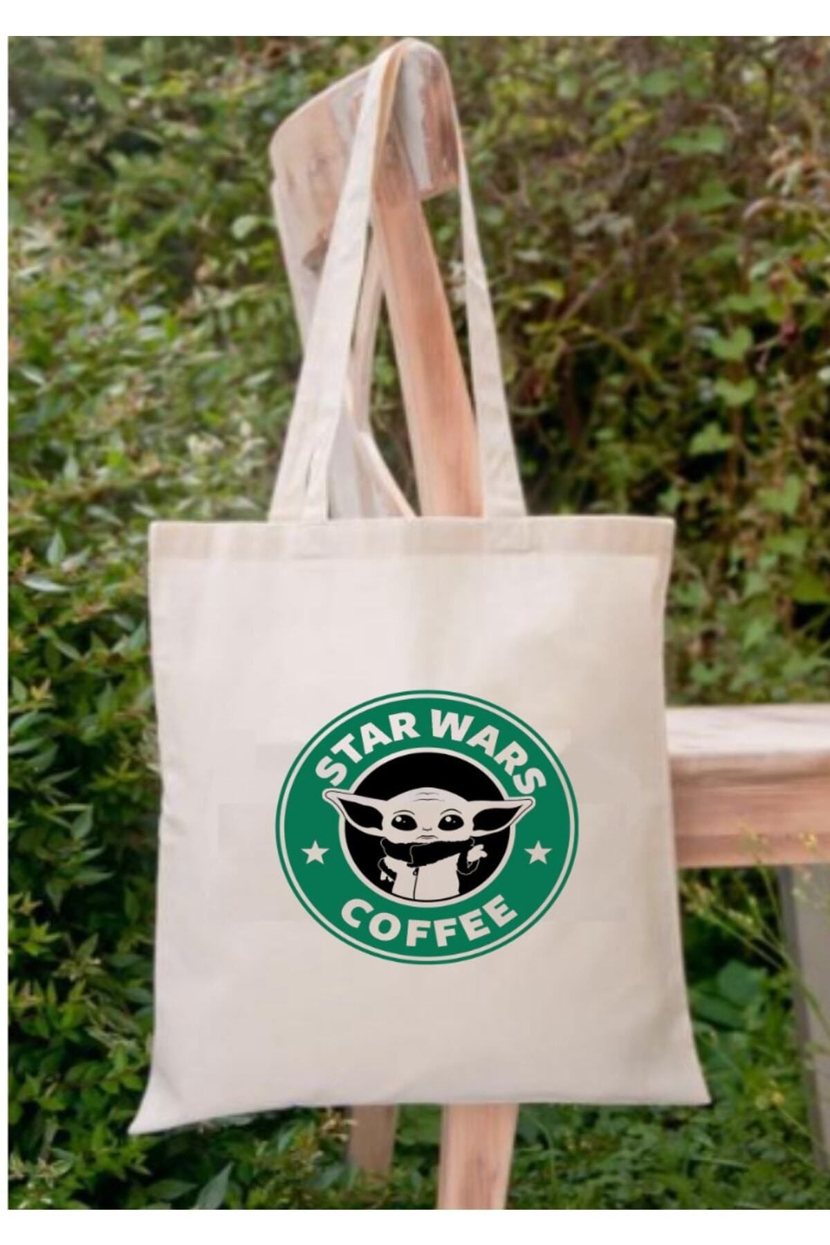 Starwars Yoda Coffee Tote Tasarımlı Tote Bag Bez Çanta