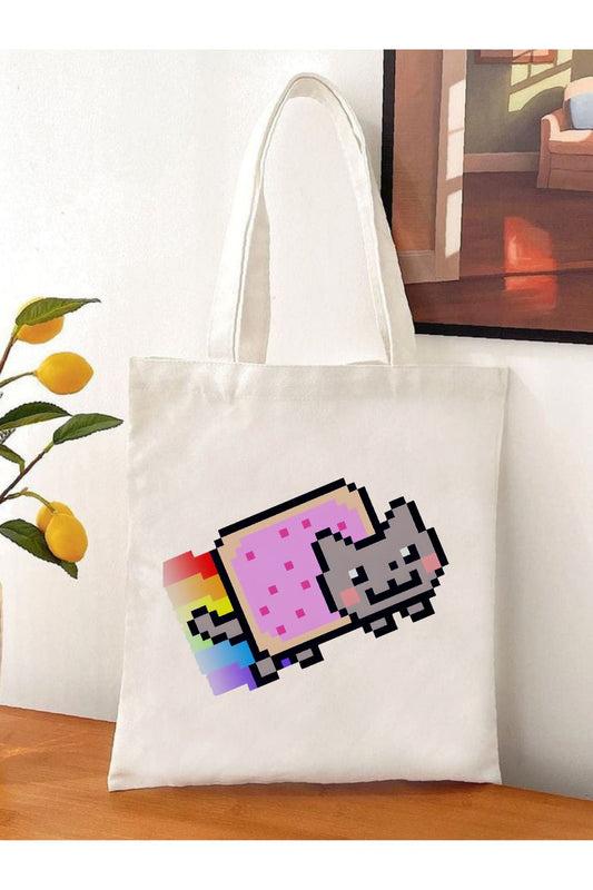 Tote Bag krem kanvas çanta %100 pamuk 35x40 cm tote bag