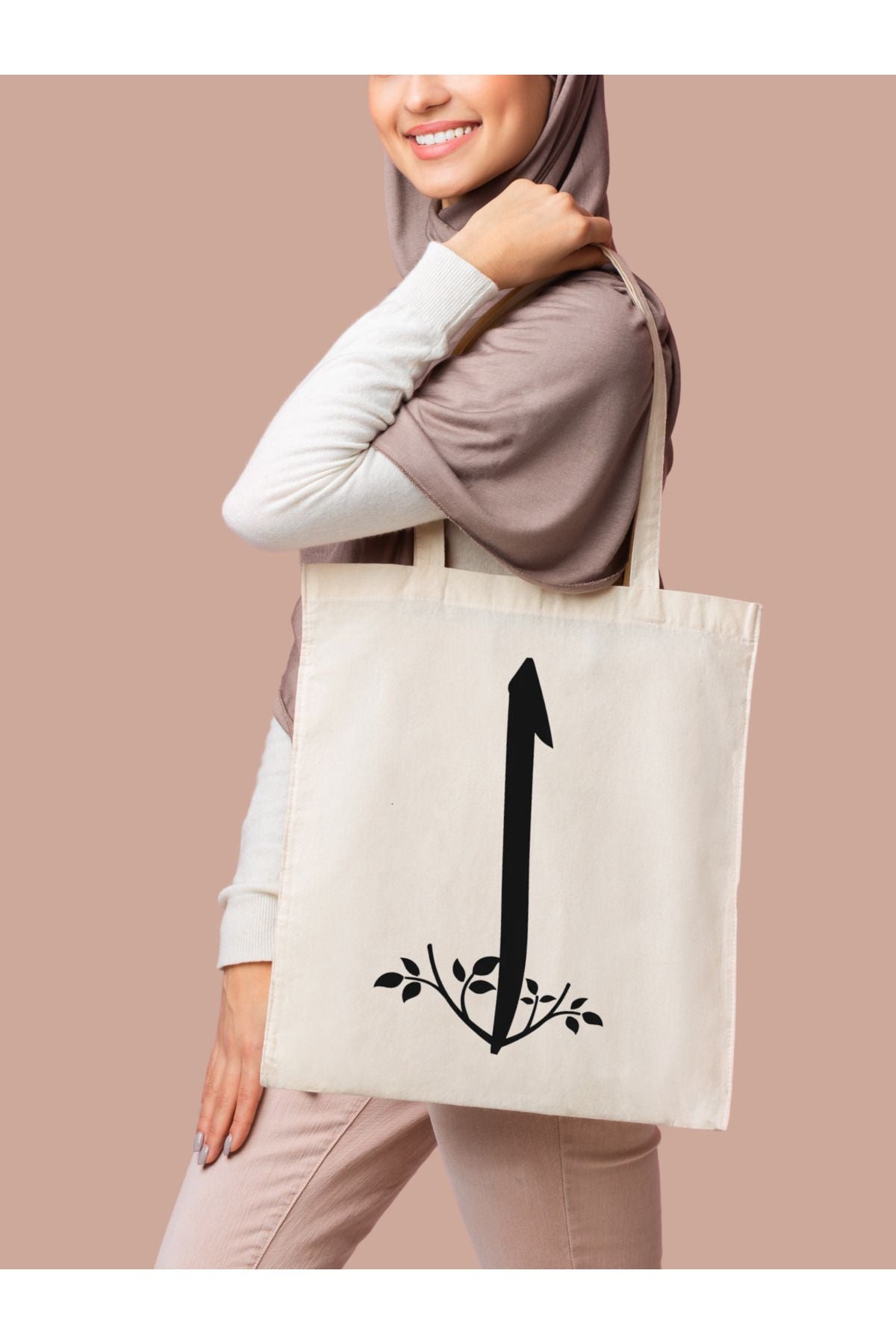 Elif Harfi Kuran Çantası Kitap Çantası Ham Bez Çanta tasarımlı ham bez çanta minimalist pinterest modeli
