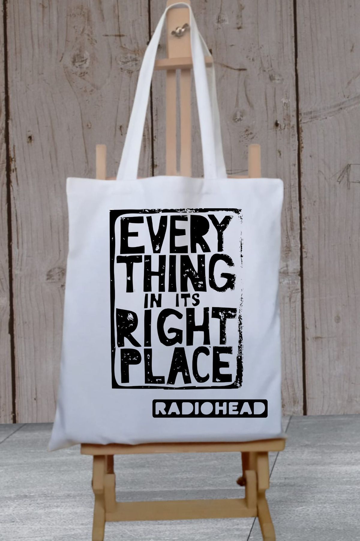 Radiohead Every Thing In Its Right Place Kalın Su Geçirmez Bez Tote Bag Kanvas Omuz Çantası