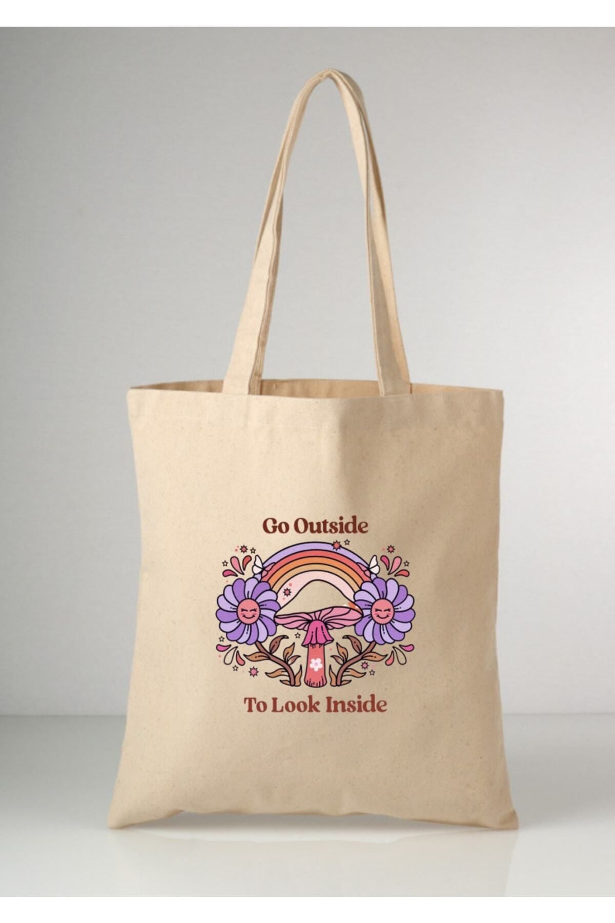 Go Outside To Look Inside Tote Bag Bez Çanta