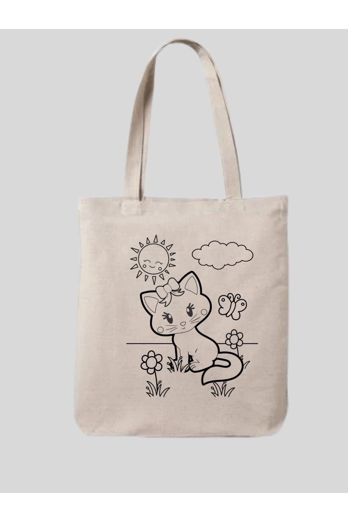 Kedi Tasarım Sınırlı Boyama Çantası Hobi Mandala 35*40 cm Ham Bez Çanta Boyama