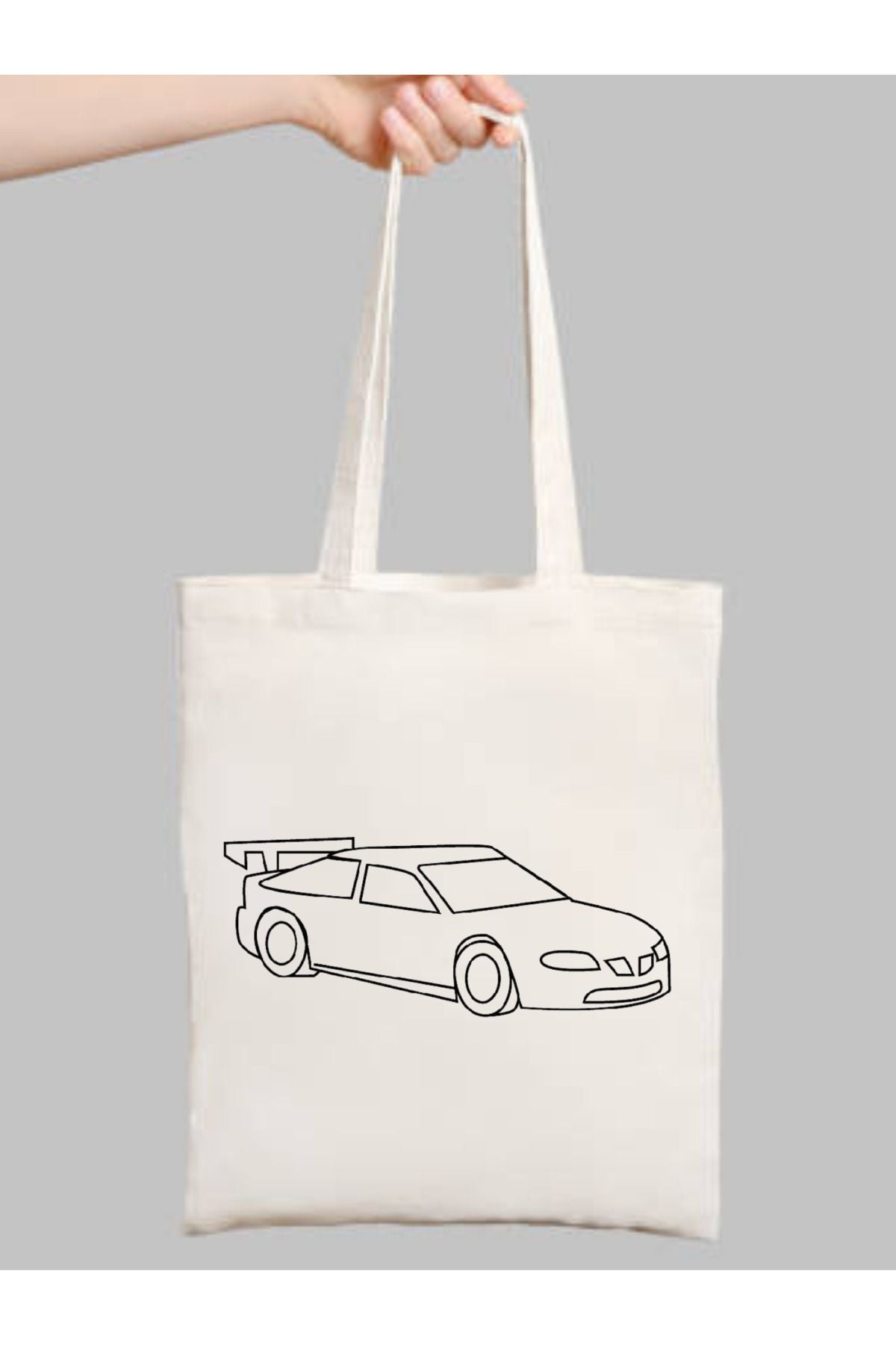 Arabalı Çocuk Boyama Çantası, Anaokulu Boyama Bez Çanta Tote Bag
