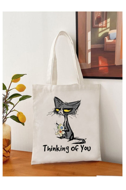 Tote Bag krem kanvas çanta %100 pamuk 35x40 cm tote bag
