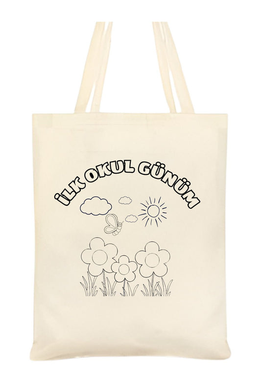 Tote Bag krem kanvas çanta %100 pamuk 35x40 cm tote bag