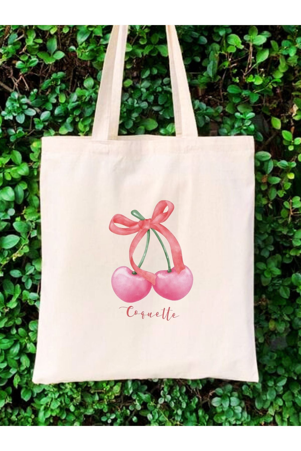 Y2K Bows Coquette Pinterest Cherry Kurdeleler Retro Unisex Bez Çanta Tote Bag