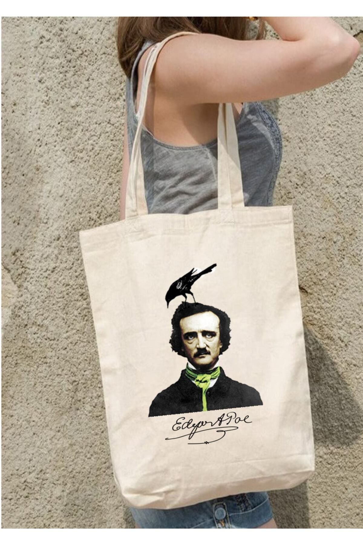 Edgar Allan Poe Tasarımlı Tote Bag Bez Çanta