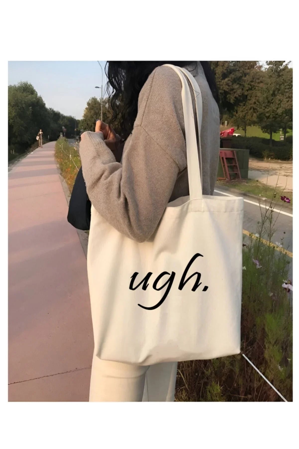 YK2 Ugh Pinterest Kalın krem kanvas çanta %100 pamuk 35x40 cm tote bag