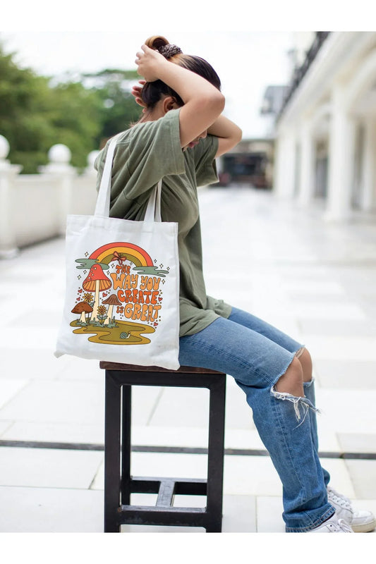 Tote Bag krem kanvas çanta %100 pamuk 35x40 cm tote bag