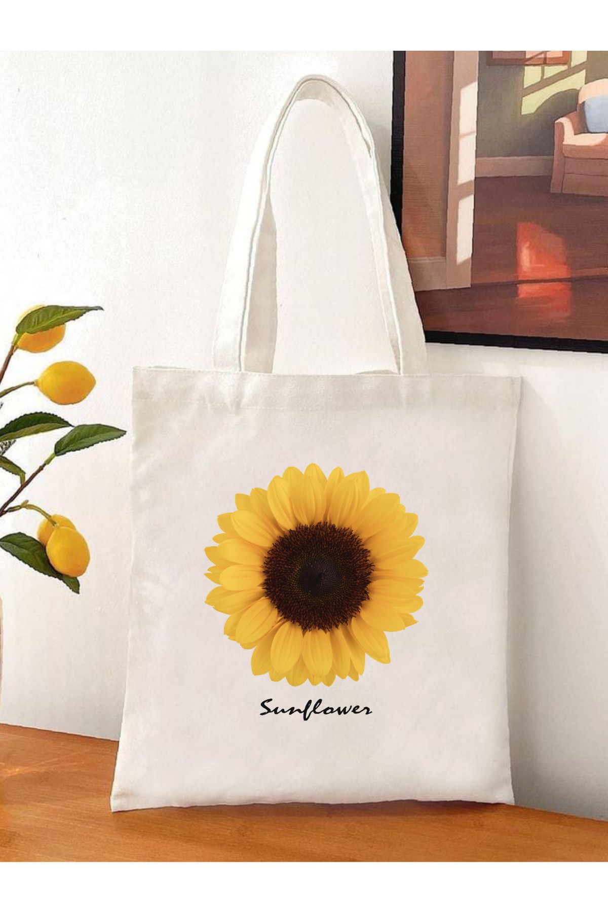 Sunflower Ayçiçeği Tasarım Tote Bag Bez Çanta
