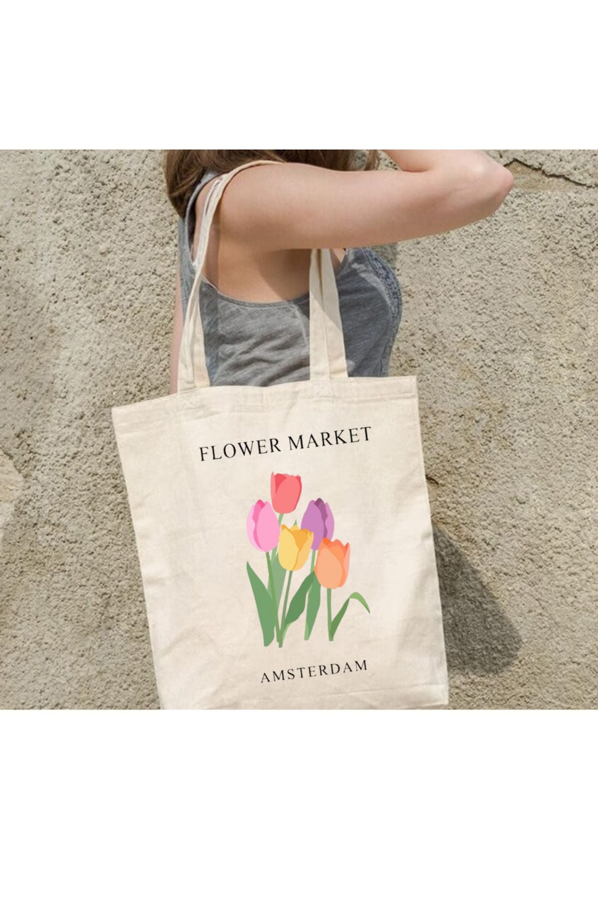 Hollanda Lale Tasarım Tote Bag Bez Çanta