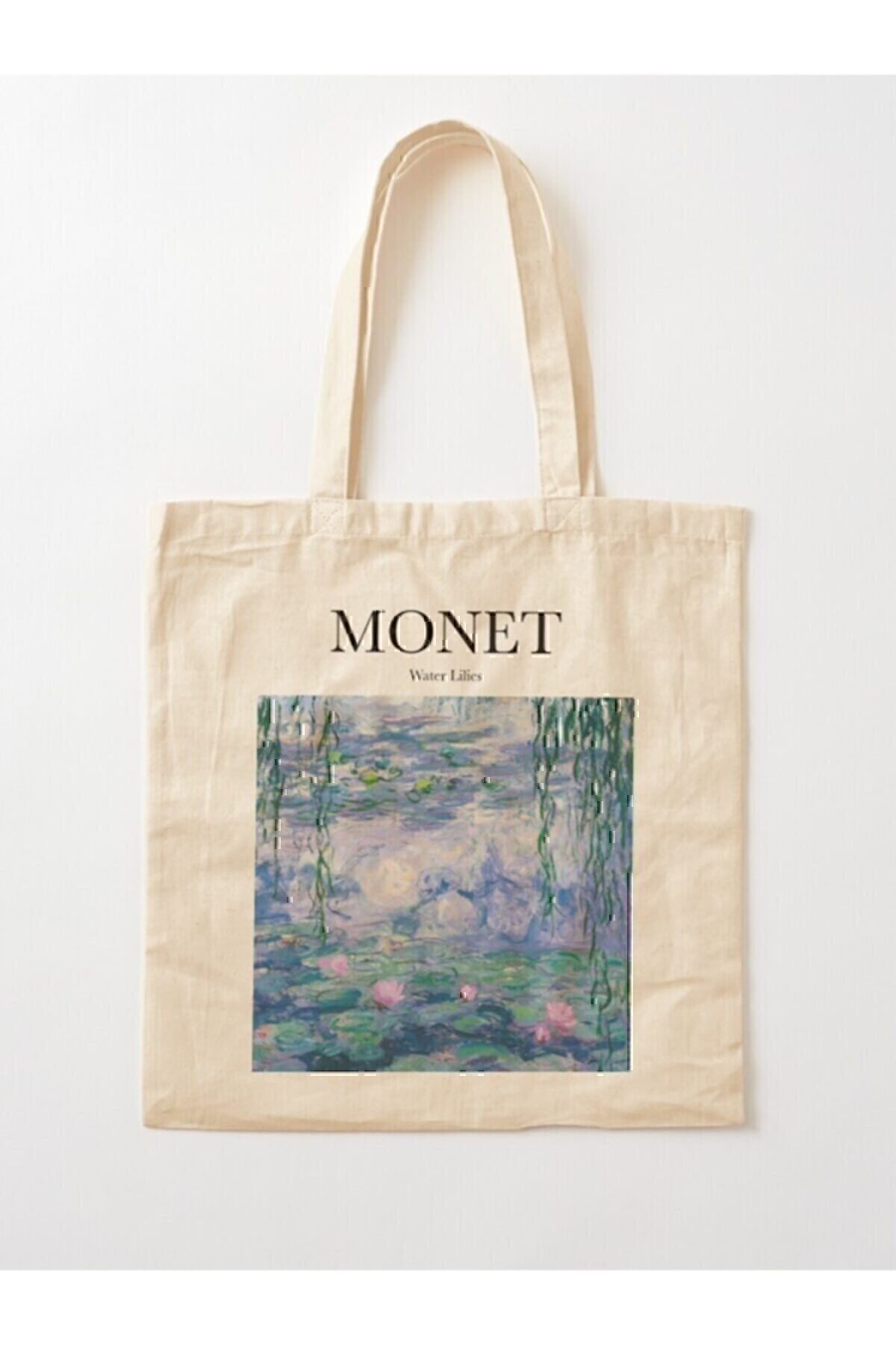 Monet Ham Bez Çanta tasarımlı ham bez çanta minimalist pinterest modeli