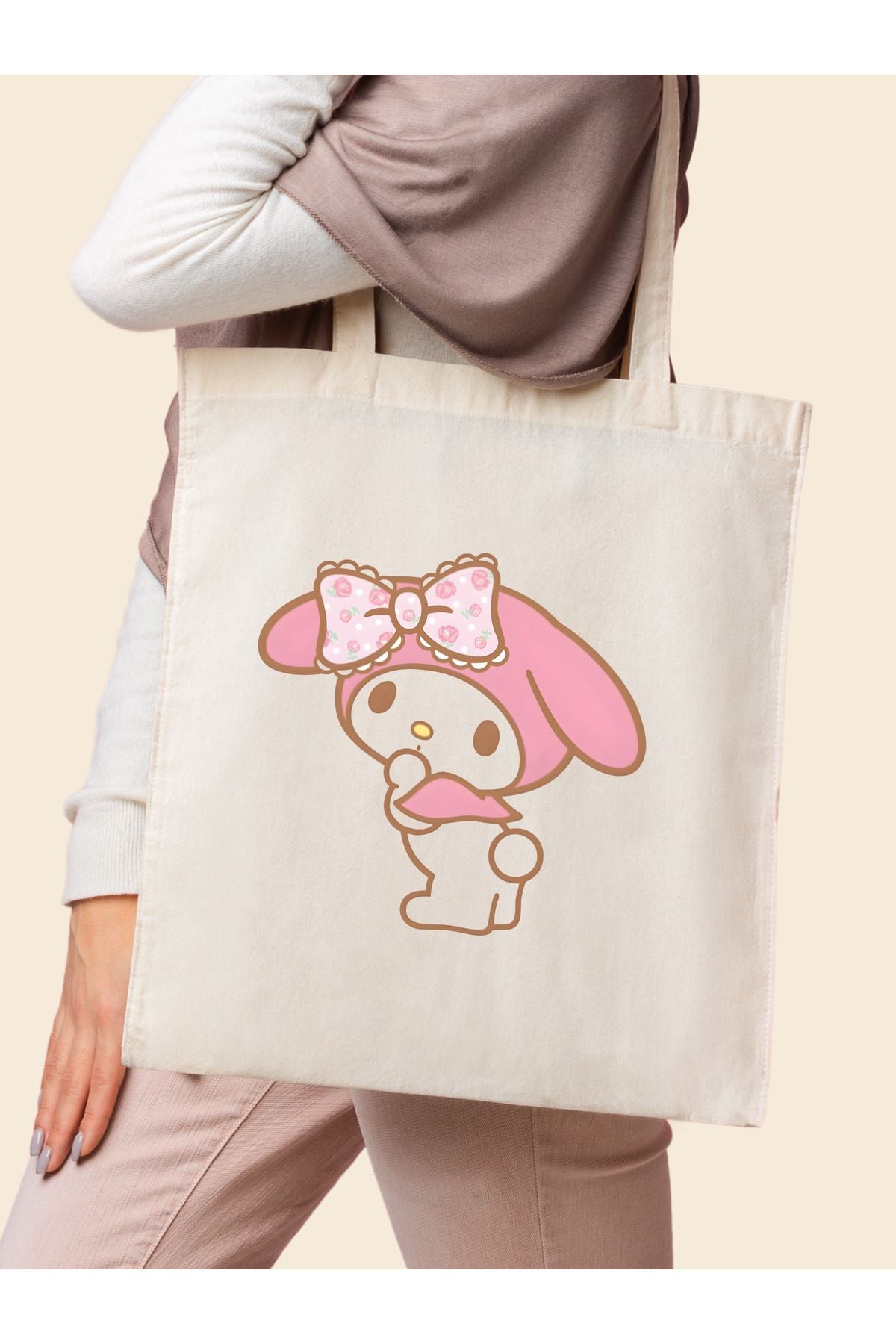 My Melody Kuromi Taasrımtote Bag Ham Bez Çanta tasarımlı ham bez çanta minimalist pinterest modeli