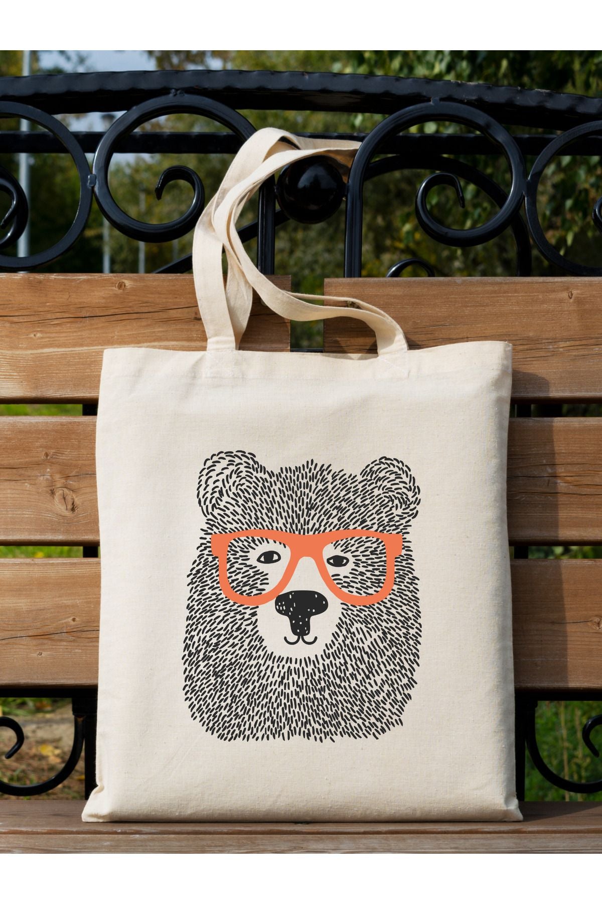 Bear Art Ham Bez Çanta tasarımlı ham bez çanta minimalist pinterest modeli