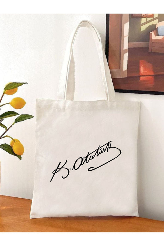 Tote Bag krem kanvas çanta %100 pamuk 35x40 cm tote bag