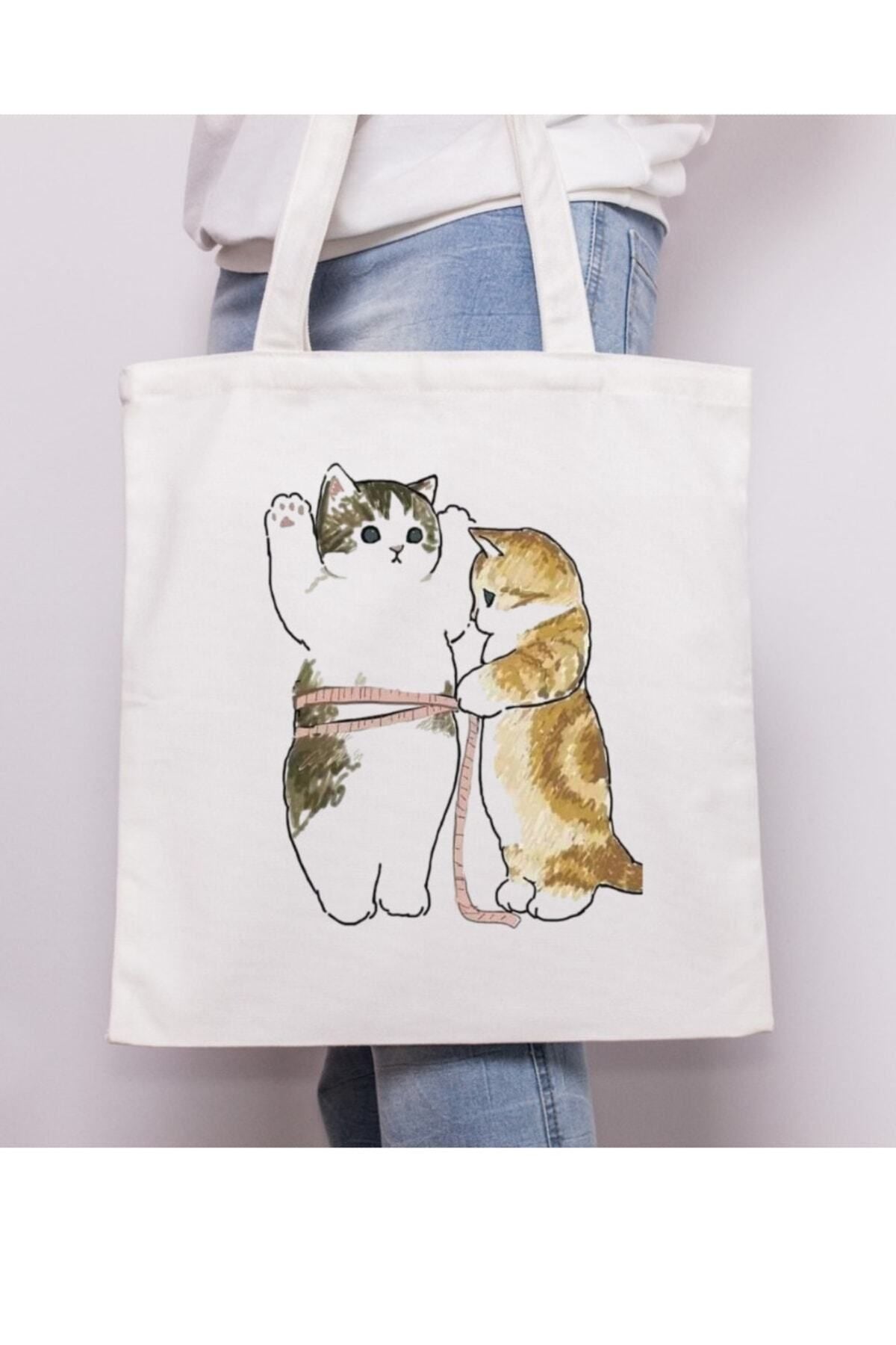 Kediler Cat Tote Bag Bez Çanta