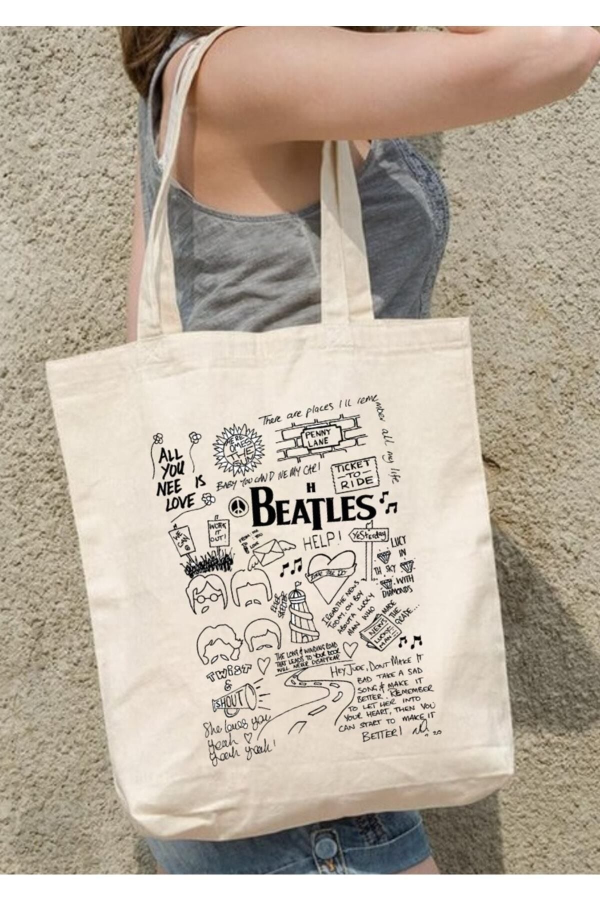 The Beatles Art Tote Bag Bez Çanta Omuz Çantası
