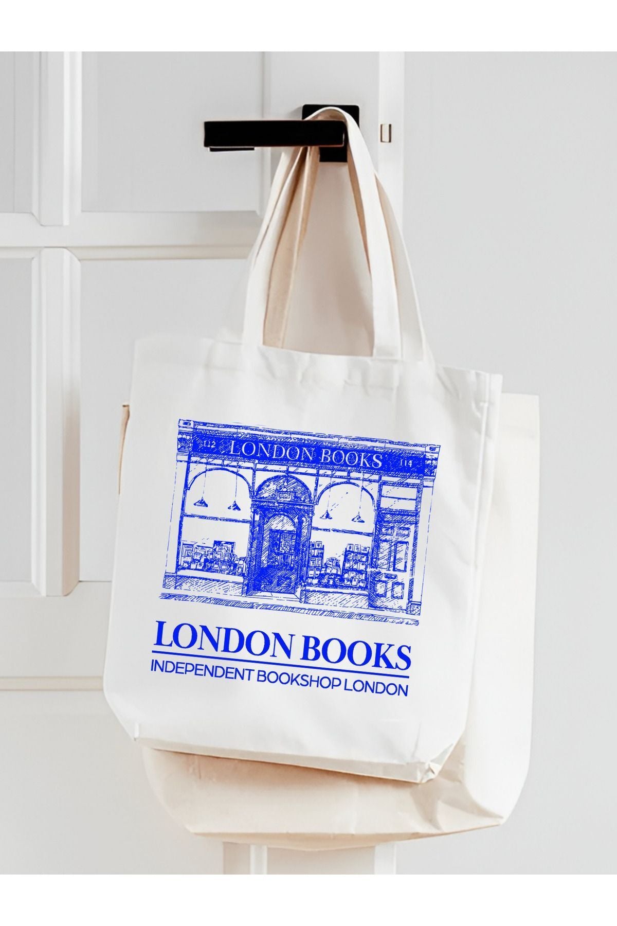 London Books, Bookshop Kalın Beyaz Bez Çanta, Tote Bag, Shopper Bag, Omuz Çantası