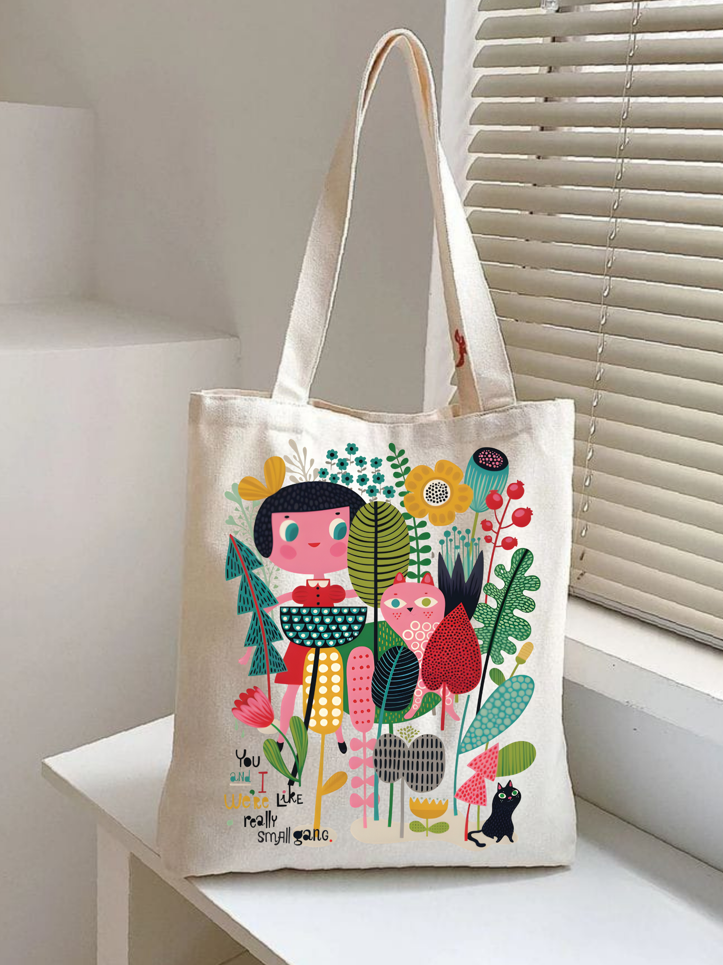 Design Art Krem Kanvas Çanta – 35x40 cm
