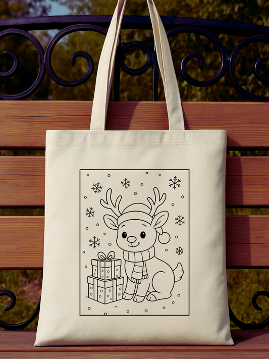 Yılbaşı Geyikli Boyama Seti – 6’lı Akrilik Boya + Fırça + Çanta