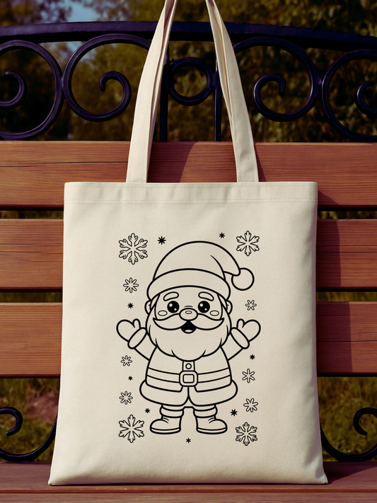 Yılbaşı Noel Baba Boyama Çantası (Boyanabilir Bez Çanta)