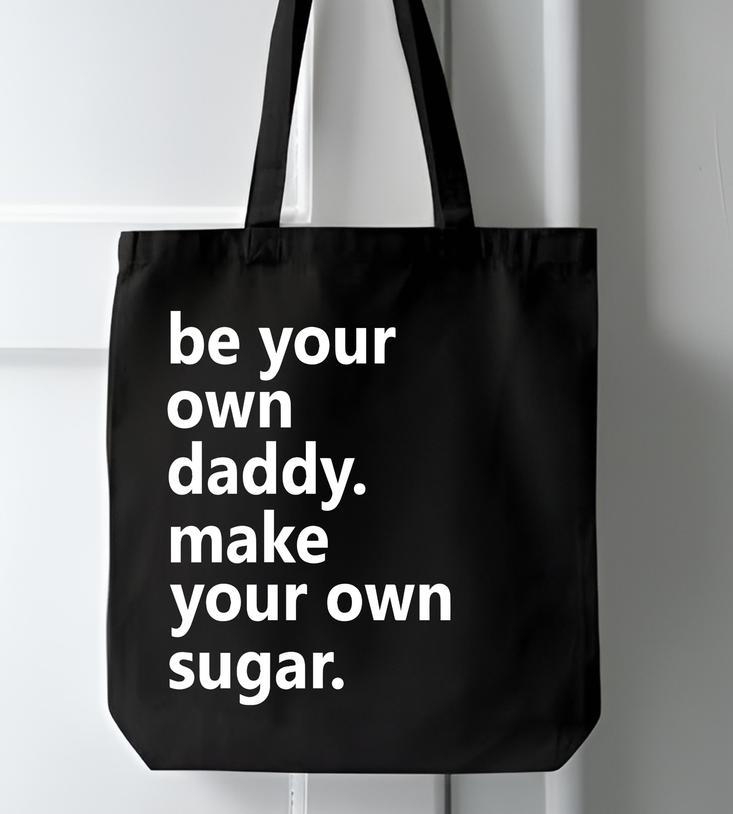 Sugar Daddy - Girl Siyah Keten Kalın Bez Çanta Tote Bag Kanvas Omuz Çantası, Shopper Bag