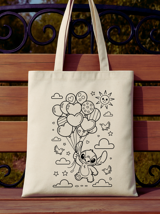 Stitch temalı boyama çantası tasarımı