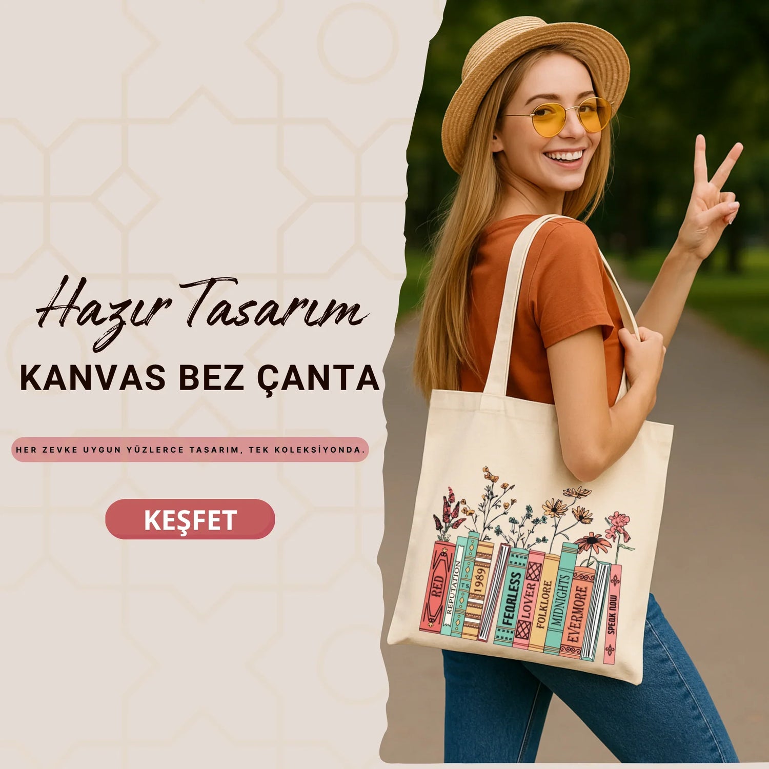 Hazır tasarım kanvas bez çantalar – kitap severlere özel Cemira koleksiyonu
