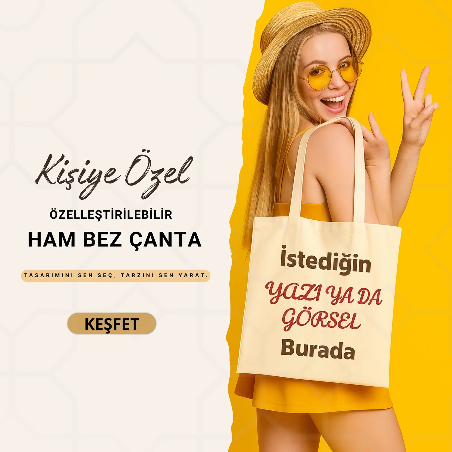 Firma logolu ham bez çanta – Cemira kurumsal koleksiyonu.