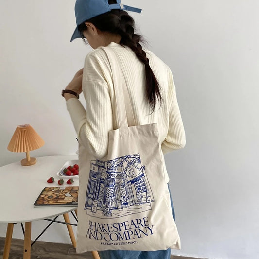 Shakespeare Kalın Beyaz Krem Kanvas Çanta – 35x40 cm, %100 Pamuk Tote Bag
