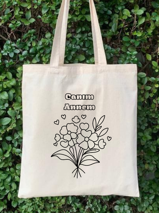 Tote Bag krem kanvas çanta %100 pamuk 35x40 cm tote bag